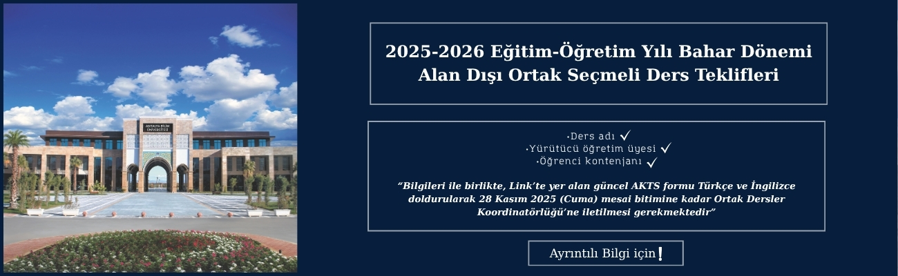 25-26 Eğitim-Öğretim Yılı Bahar Dönemi Yeni Alan Dışı Ortak Seçmeli Ders Teklifleri